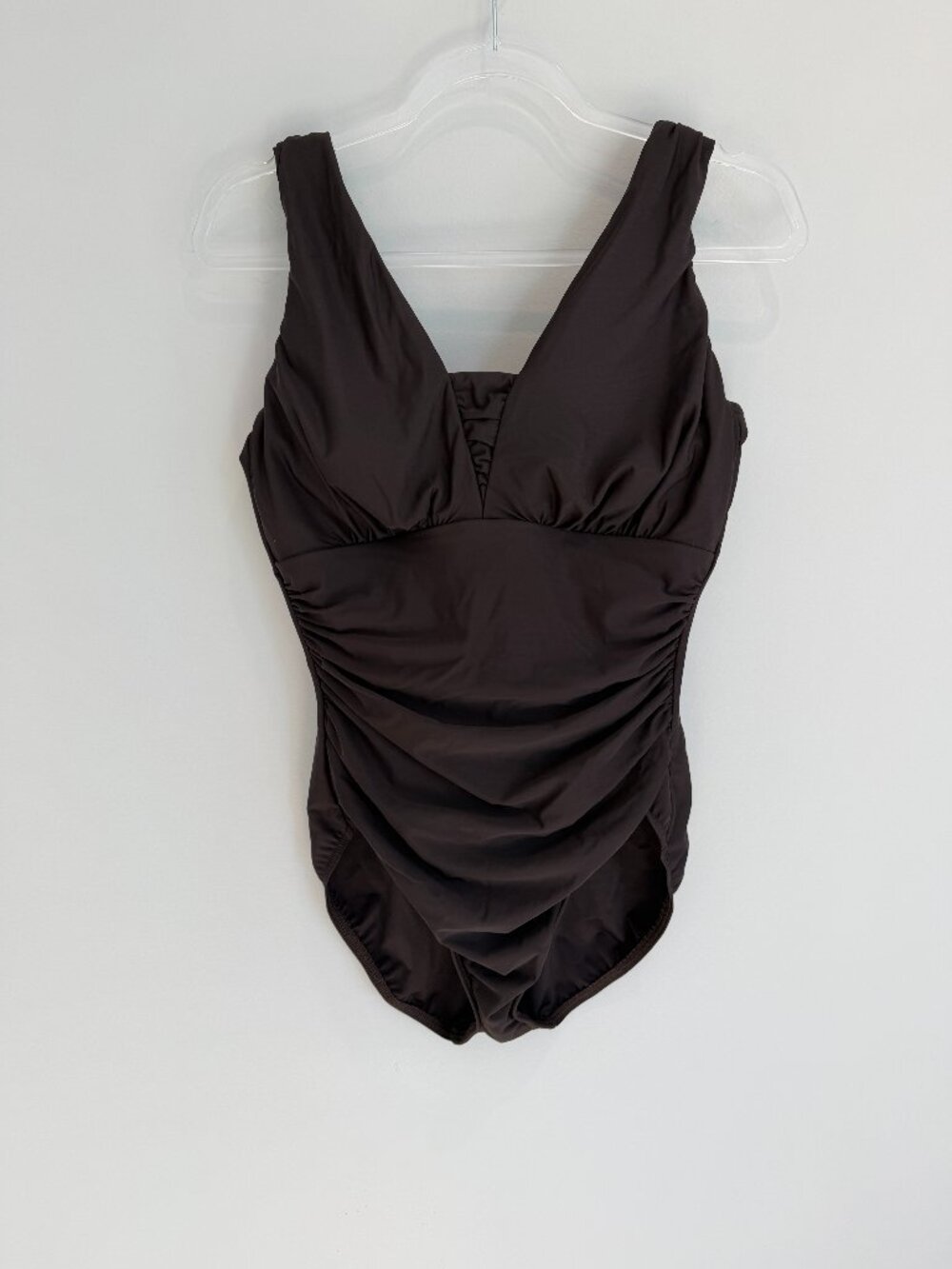 Lands' End Grecian Slendersuit One Piece Swimsuit Brown 14D EUC